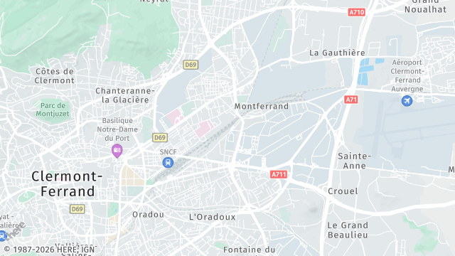 Carte de la zone d'intervention à Clermont-Ferrand