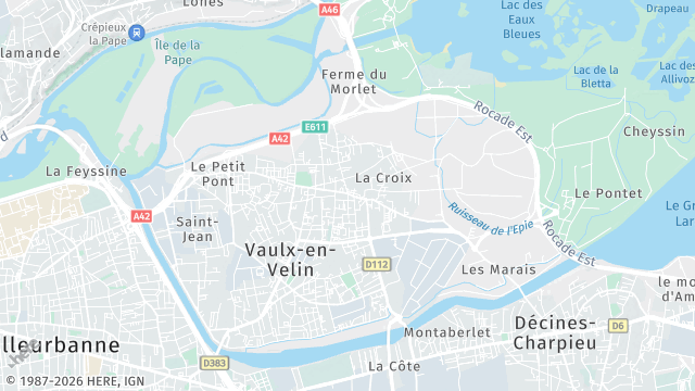 Carte de la zone d'intervention à Vaulx-en-Velin