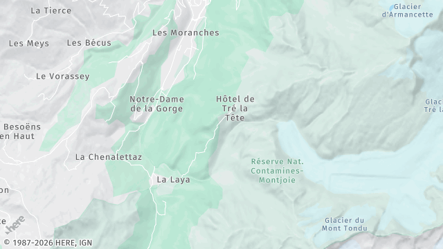 Carte de la zone d'intervention à Les Contamines-Montjoie