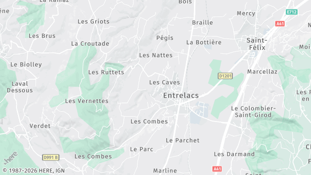Carte de la zone d'intervention à Entrelacs