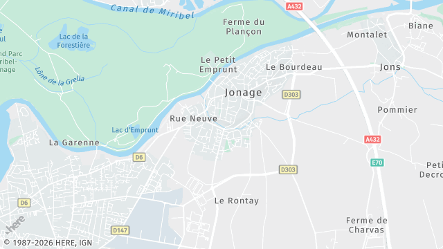 Carte de la zone d'intervention à Jonage