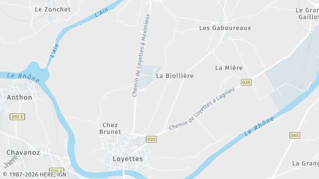Carte de la zone d'intervention à Loyettes
