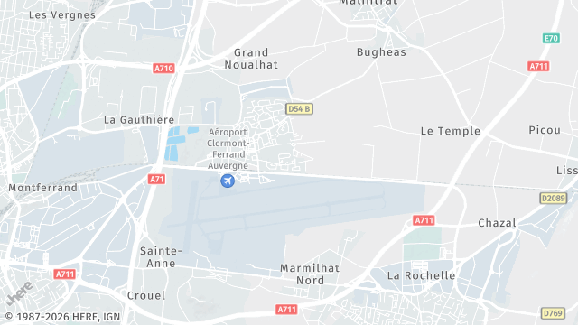 Carte de la zone d'intervention à Aulnat