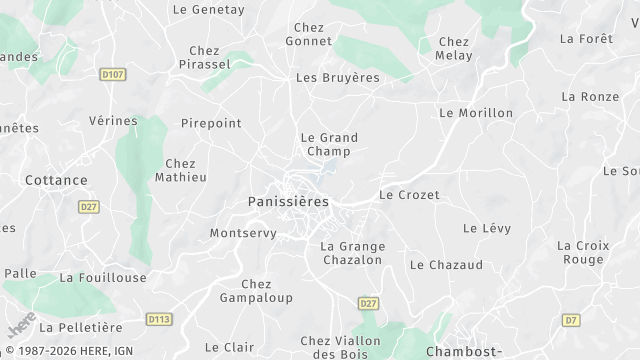 Carte de la zone d'intervention à Panissières