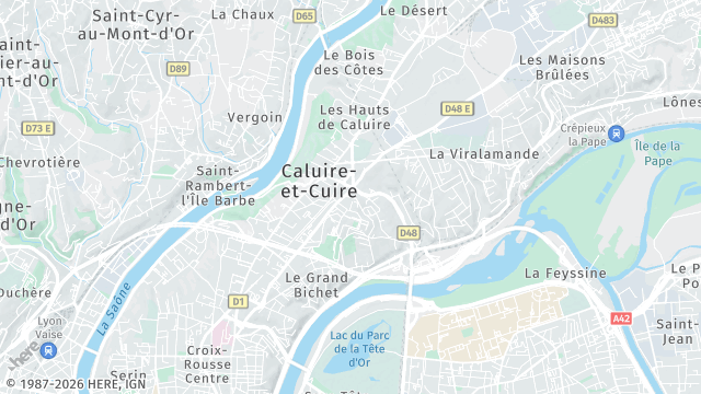Carte de la zone d'intervention à Caluire-et-Cuire