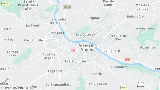 Carte de la zone d'intervention à Aixe-sur-Vienne