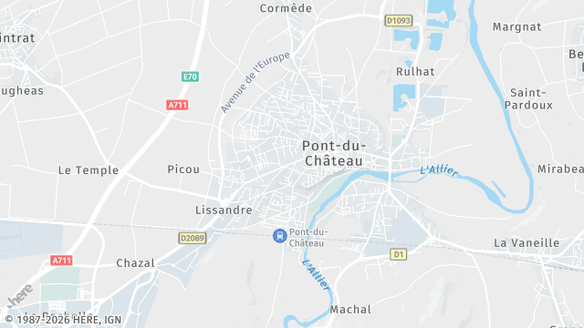 Carte de la zone d'intervention à Pont-du-Château