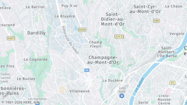 Carte de la zone d'intervention à Champagne-au-Mont-d'Or