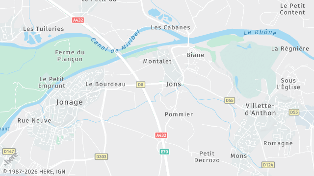 Carte de la zone d'intervention à Jons