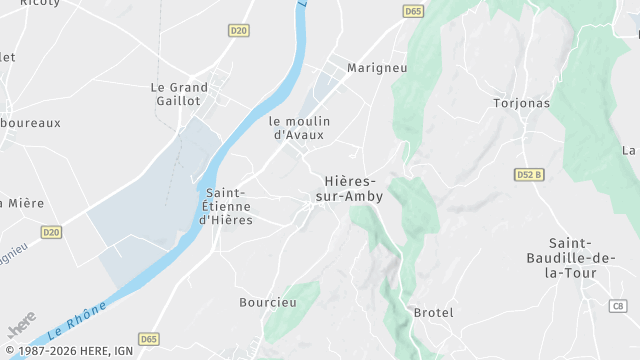 Carte de la zone d'intervention à Hières-sur-Amby