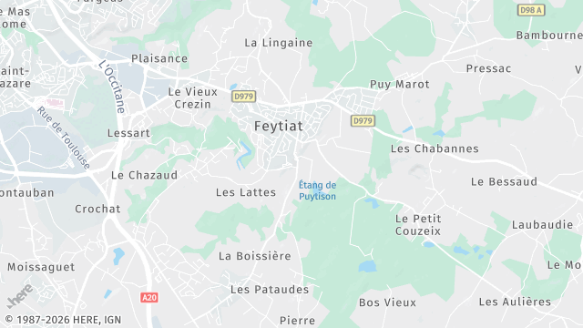 Carte de la zone d'intervention à Feytiat