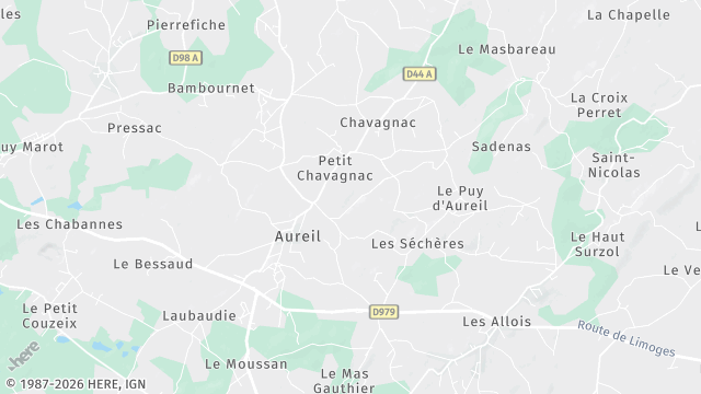 Carte de la zone d'intervention à Aureil