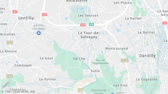 Carte de la zone d'intervention à La Tour-de-Salvagny