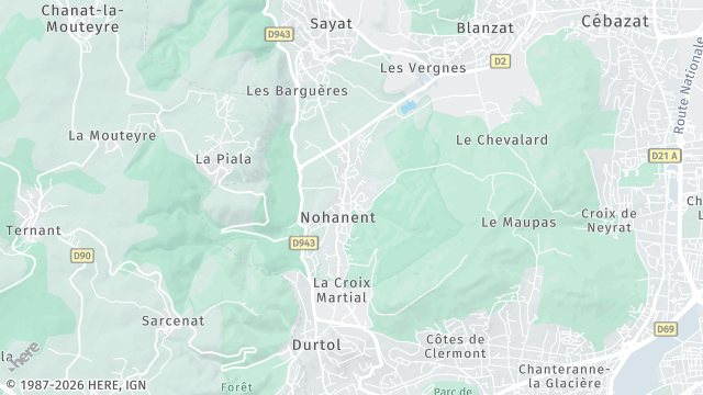 Carte de la zone d'intervention à Nohanent