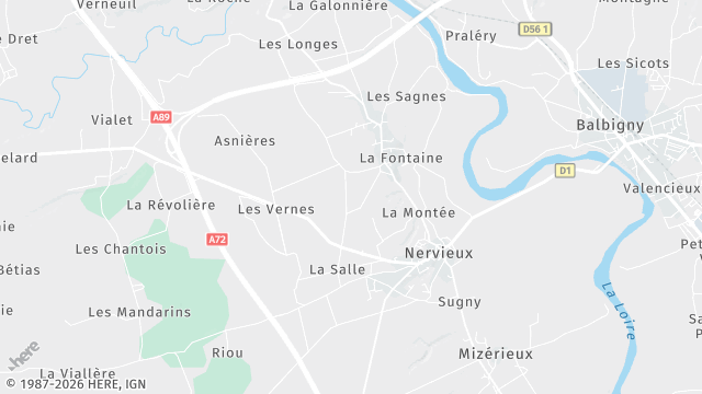 Carte de la zone d'intervention à Nervieux