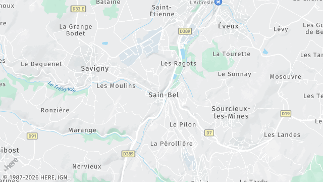 Carte de la zone d'intervention à Sain-Bel