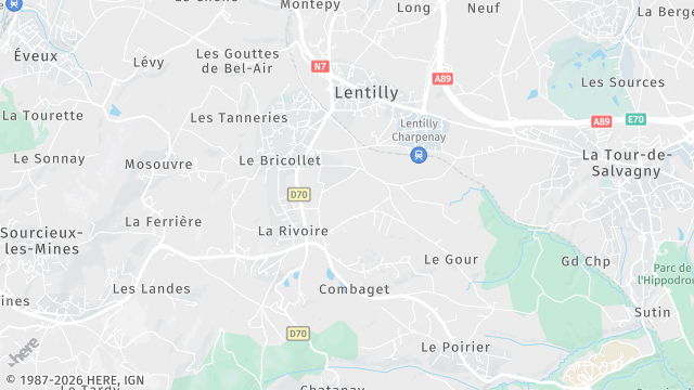 Carte de la zone d'intervention à Lentilly
