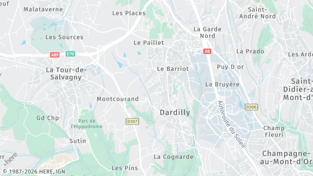 Carte de la zone d'intervention à Dardilly