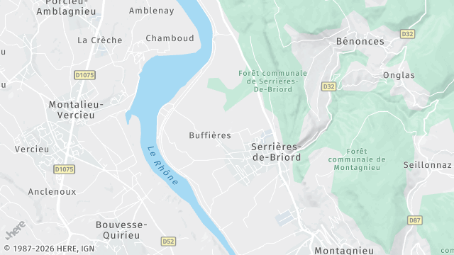 Carte de la zone d'intervention à Serrières-de-Briord