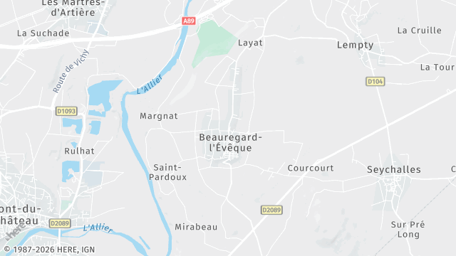 Carte de la zone d'intervention à Beauregard-l'Évêque