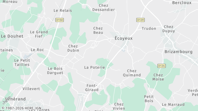 Carte de la zone d'intervention à Écoyeux