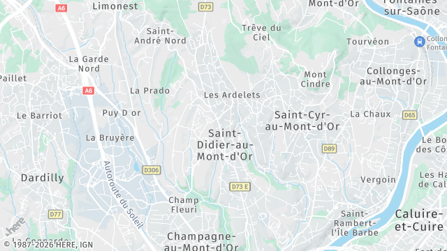 Carte de la zone d'intervention à Saint-Didier-au-Mont-d'Or