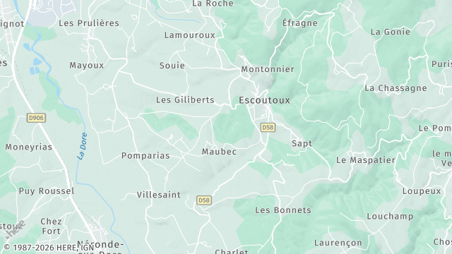 Carte de la zone d'intervention à Escoutoux