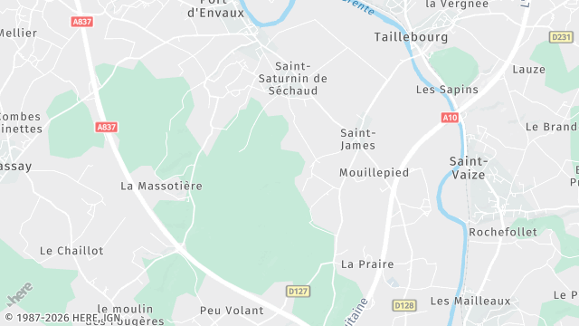 Carte de la zone d'intervention à Port-d'Envaux