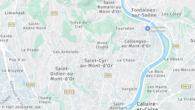 Carte de la zone d'intervention à Saint-Cyr-au-Mont-d'Or