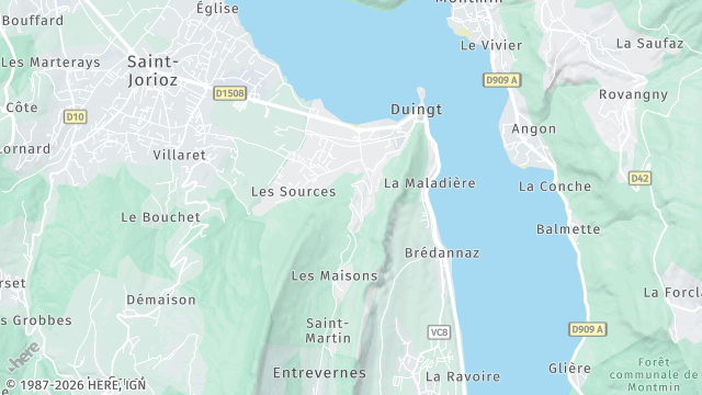 Carte de la zone d'intervention à Duingt