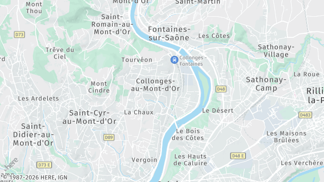 Carte de la zone d'intervention à Collonges-au-Mont-d'Or