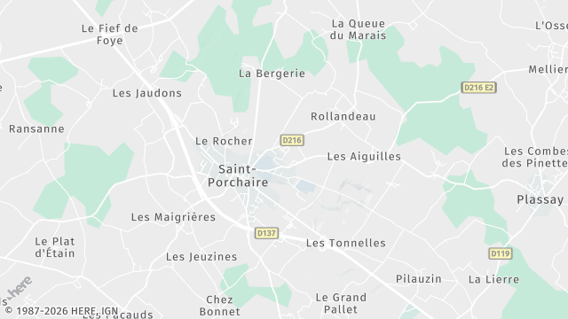 Carte de la zone d'intervention à Saint-Porchaire