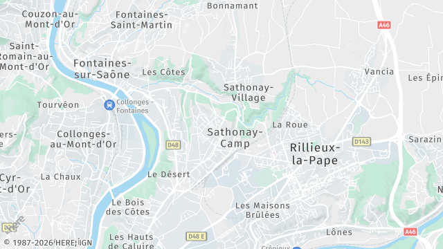 Carte de la zone d'intervention à Sathonay-Camp