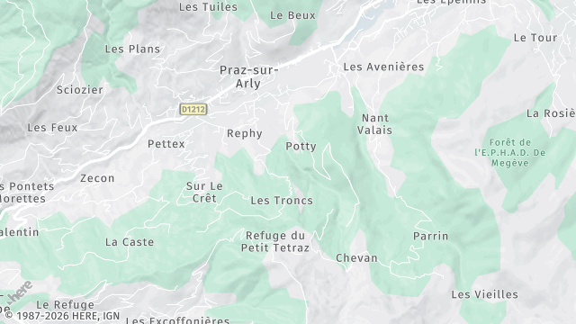 Carte de la zone d'intervention à Praz-sur-Arly