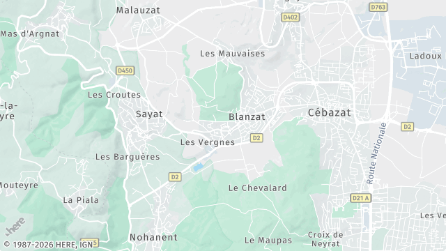 Carte de la zone d'intervention à Blanzat