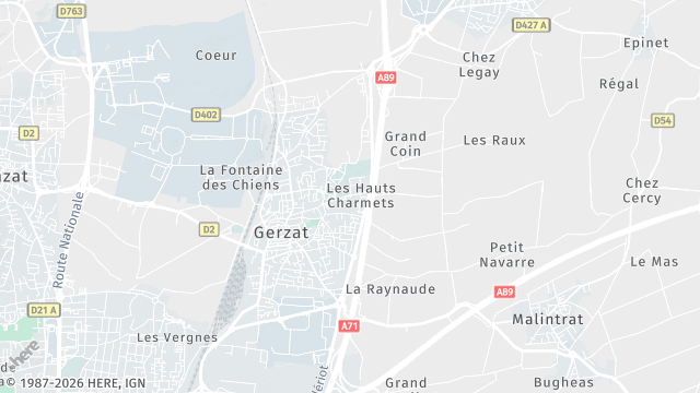 Carte de la zone d'intervention à Gerzat