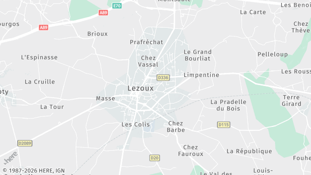 Carte de la zone d'intervention à Lezoux