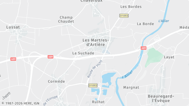 Carte de la zone d'intervention à Les Martres-d'Artière