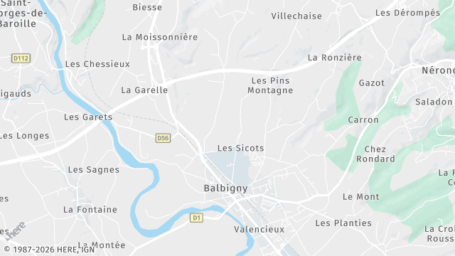 Carte de la zone d'intervention à Balbigny