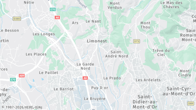 Carte de la zone d'intervention à Limonest