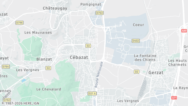 Carte de la zone d'intervention à Cébazat
