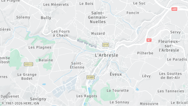 Carte de la zone d'intervention à L'Arbresle