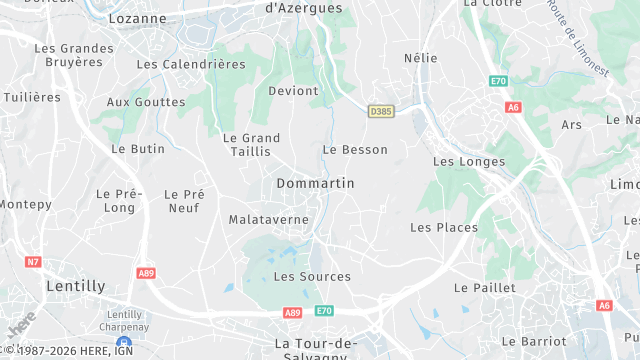 Carte de la zone d'intervention à Dommartin