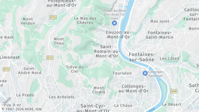 Carte de la zone d'intervention à Saint-Romain-au-Mont-d'Or