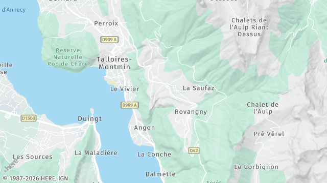 Carte de la zone d'intervention à Talloires-Montmin