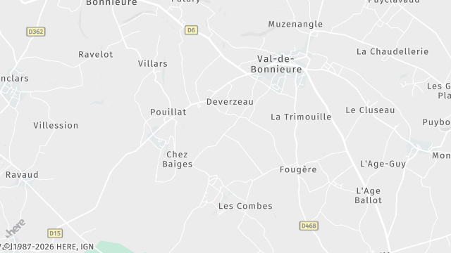 Carte de la zone d'intervention à Val-de-Bonnieure