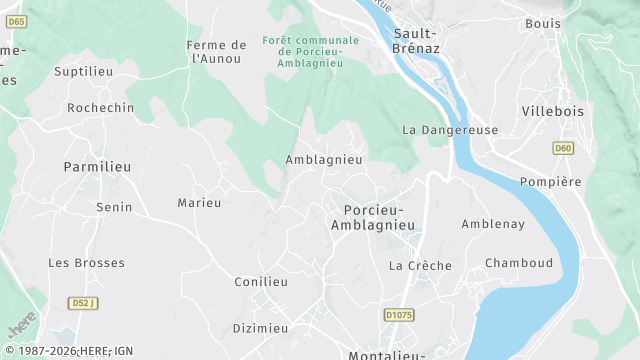 Carte de la zone d'intervention à Porcieu-Amblagnieu