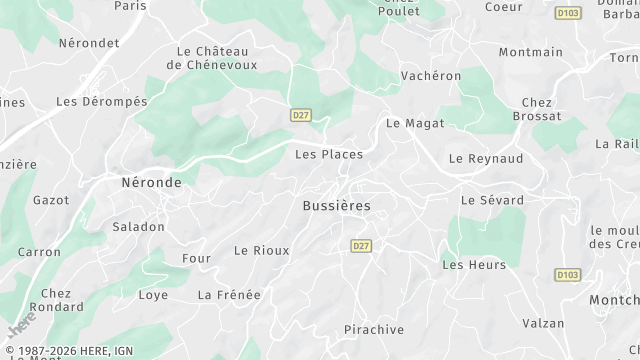 Carte de la zone d'intervention à Bussières