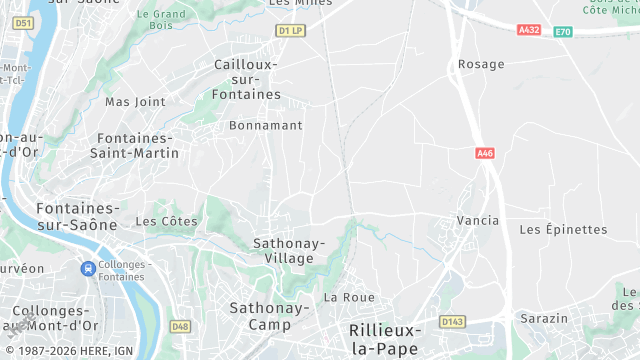 Carte de la zone d'intervention à Sathonay-Village