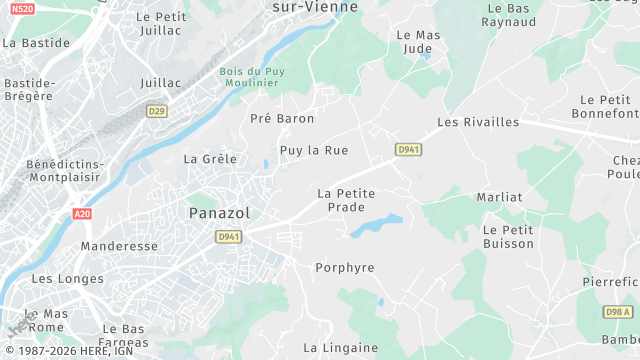 Carte de la zone d'intervention à Panazol